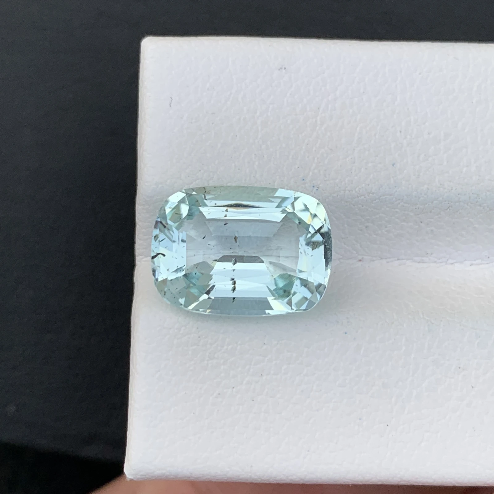 Natural Greenish Blue Aquamarine 5.64 Carat Skardu Pakistan Cushion Faceted Loose Gemstone — view 3